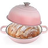 Enameled Cast Iron Bread Oven, Dutch Oven Pot with Lid, 10" Bread Dutch Oven for Sourdough Bread Baking, 6 Quarts Bread Pan with Dome Lid, Non-stick Cookware for Homemade Bread, Pink