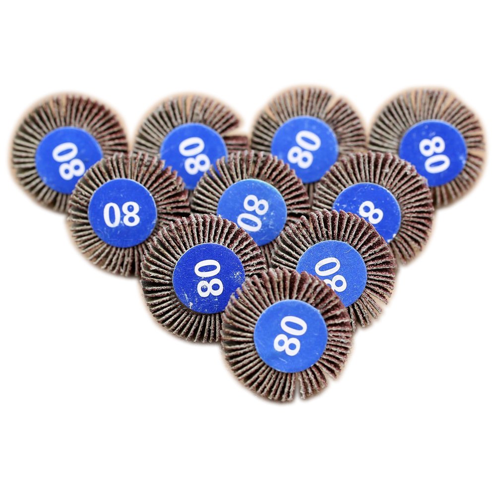 10Pcs Sanding Sandpaper Flap Wheel Disc 80# Grit for Dremel Shank Rotary Tools