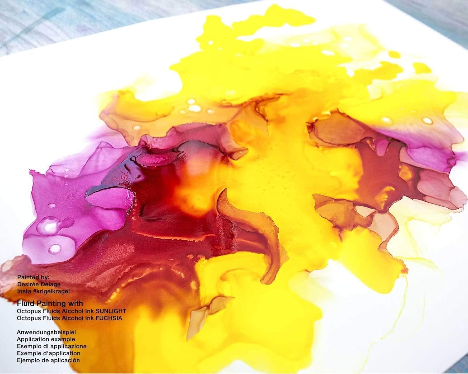 100 ml Fluids Alcohol Ink SUNLIGHT for fluid art and resin, yellow - Image 4