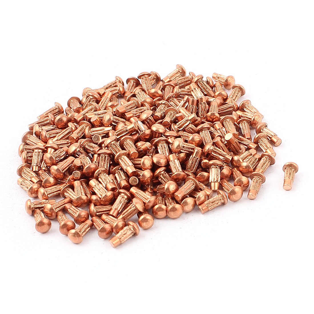 Sourcingmap 200 Pcs 5/64" x 13/64" Copper Round Head Solid Rivets Knurled Shanks