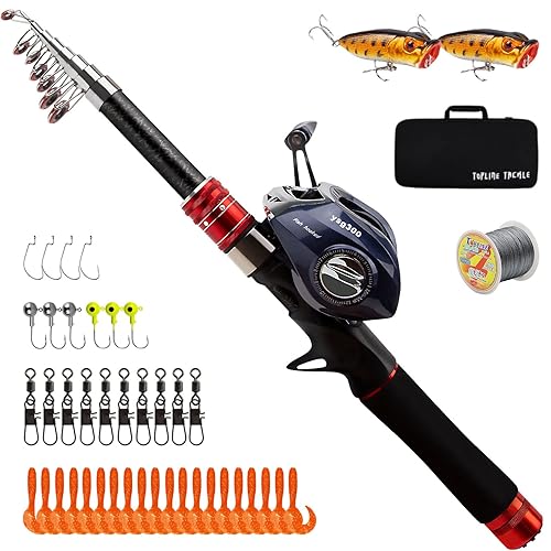 Telescopic Fishing Rod and Reel Combos, Carbon Fiber Fishing Rod with  Stainless Steel Baitcasting Reel, Portable Fishing Pole Reel Combo for  Travel - Main Image