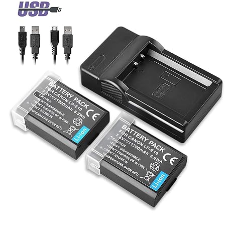 Photo Master LP-E10 batería & Cargador, 2pc Recargable LPE10 ...