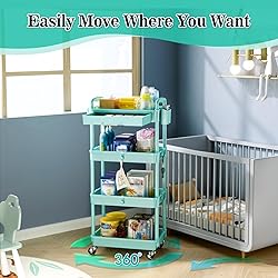 SUNALLY 4 Tier Rolling Utility Cart with