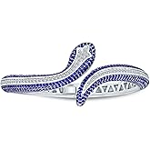 Black White Simulated Blue Sapphire or Emerald Egyptian Serpent Style Green Eye CZ Cubic Zirconia Bypass Wrapping Statement Snake Cuff Bangle Bracelet For Women 18K Yellow Gold & Silver Plated Brass