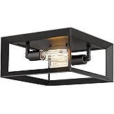 Emliviar 2-Light Flush Mount Ceiling Light, 11 Inch Farmhouse Ceiling Light Fixture for Bedroom, Black Finish with Aluminum F