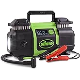 Slime 40083 Tire Inflator, Super Duty Pro Power, Battery Connection, Dual Piston, with Digital 0-99 psi Gauge, Long Hose and LED Light, Alligator Clips, 2 min Inflation