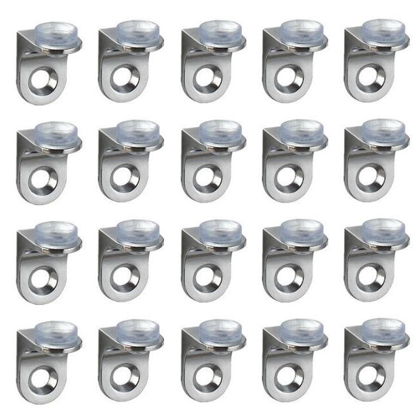 UOOOM 20 pcs Right Angle Fixing Clip Shelf Bracket Suction Cup Base Glass Shelve Support