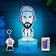 Nocles Messi Lamp with Keychain MessiNight Light for Kids MessiBirthday Party Decorations Messi Room Decor 3D Illusion Lamp for Boys 16 Colors Changing Dimmable with Remote Soccer Room