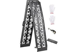 GORKETT Dirt Bike Ramp 89.8"*12" 750LBS Motorcycle Ramp for Pickup Trucks Lawn Mower 1PC Loading Ramp for Pickup Trucks with Strap Black Aluminum Folding Trailer ATV UTV Shed Car Ramp with Handle Buckle