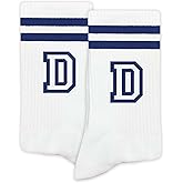 Striped Initial Socks with the Letter in Navy Blue, Socks for Adult, Teens, Men&Women Socks, Gifts for Friends, Family, etc.
