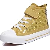 Zoroadke Kids Sparkle Sequins High Top Casual Adjustable Strap Canvas Shoes Girls and Boys Glitter Sneakers