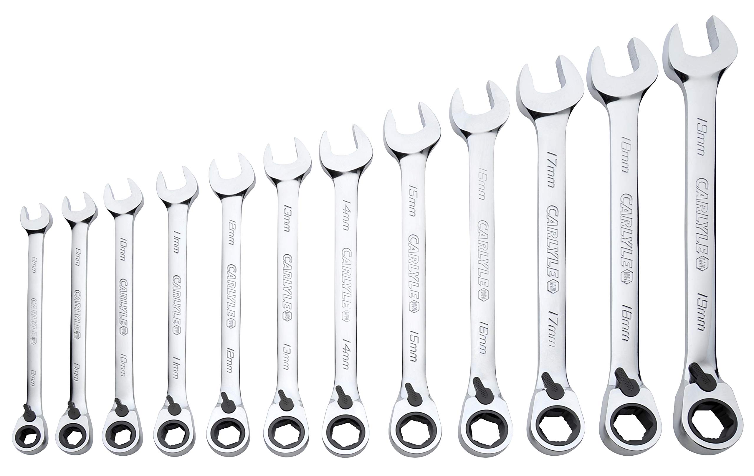 Carlyle Hand Tools Spanner Set - Reverse Ratcheting - Metric - 12 Piece