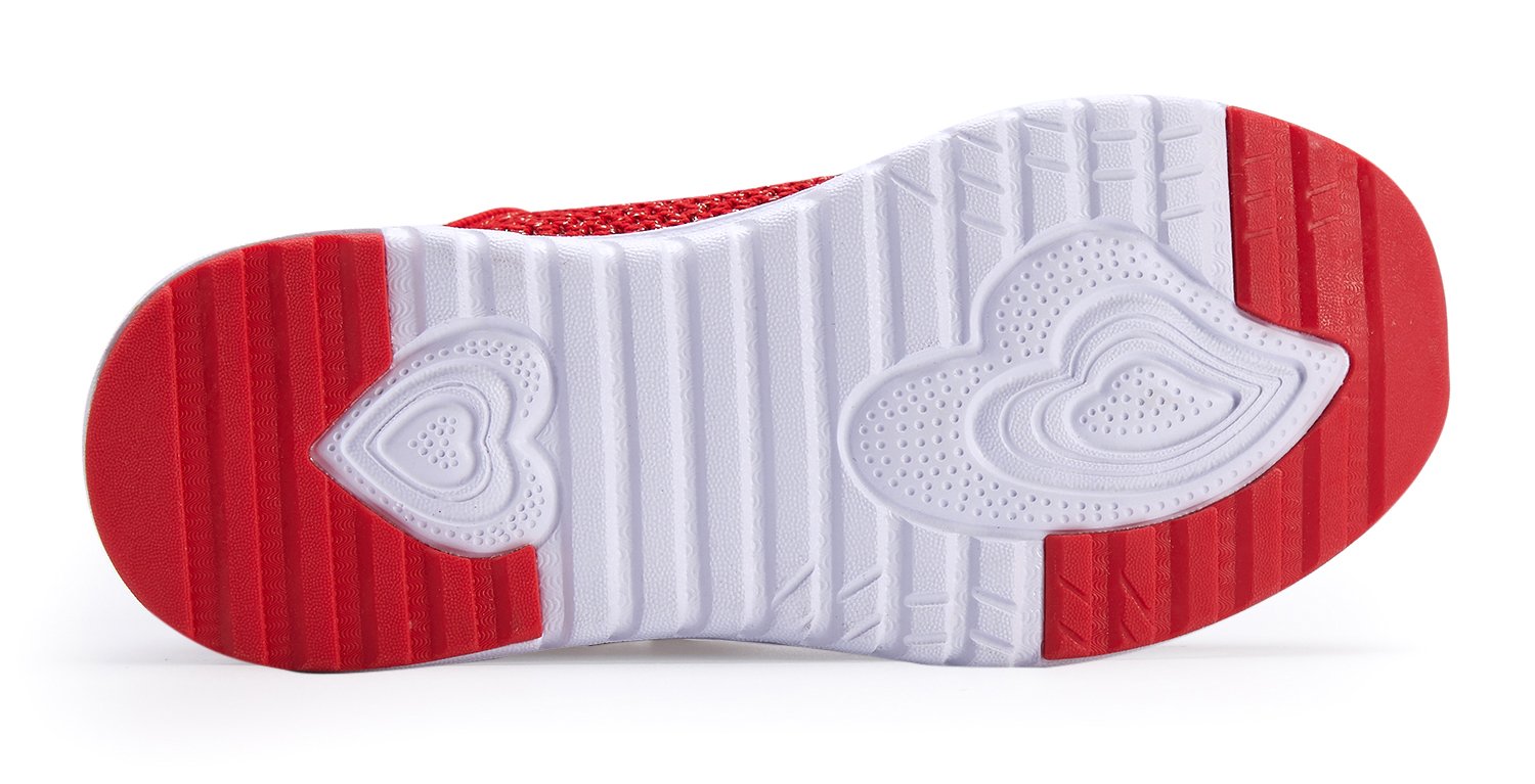 Ukris Kids Breathable Knit Sneakers Lightweight Athletic Running Shoes(EU 36,N-Red)