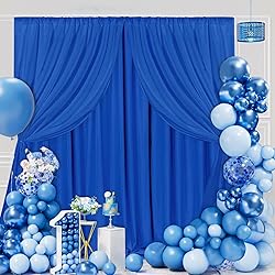 Royal Blue Backdrop Curtains Polyester: 6 Panels