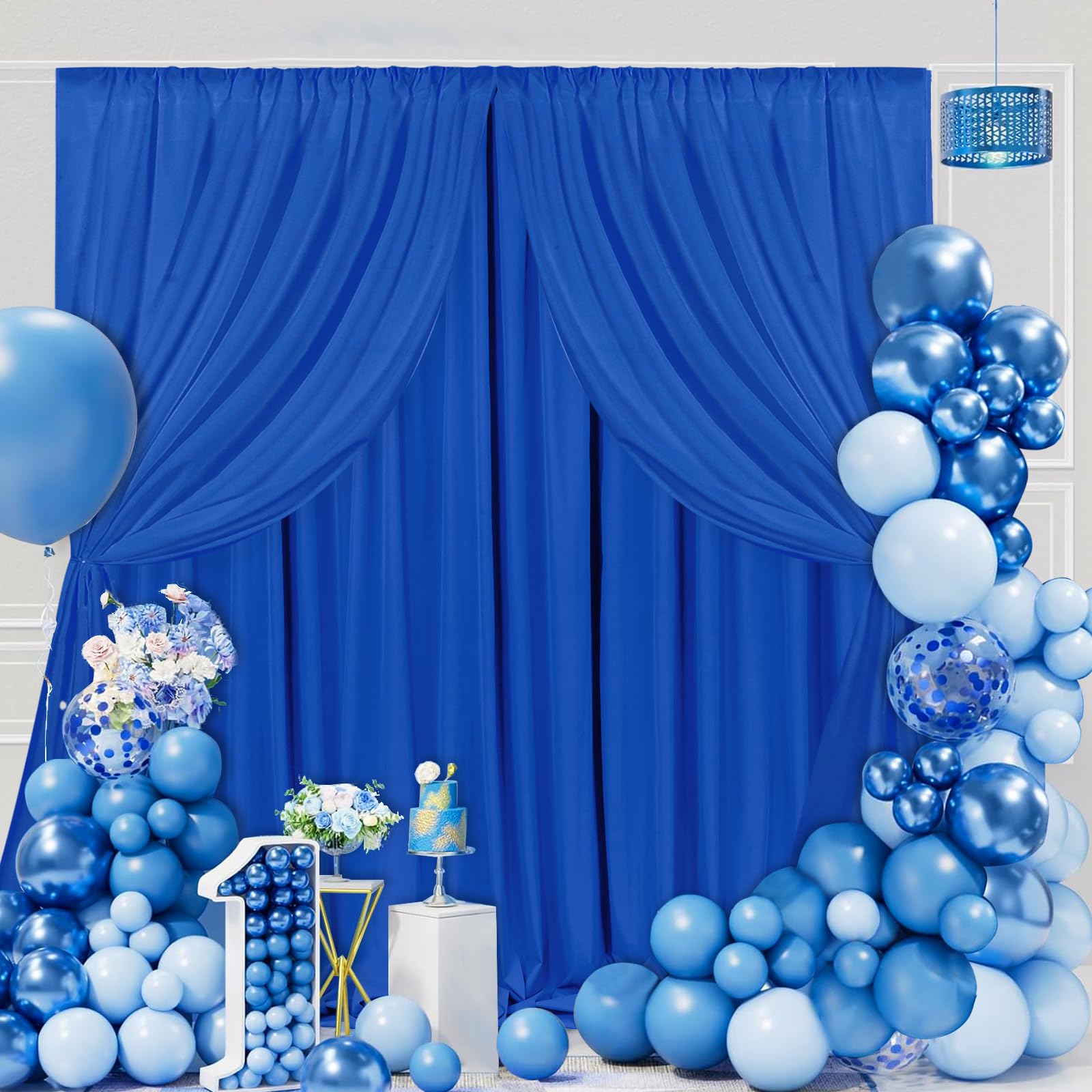 Royal Blue Backdrop Curtains Polyester: 6 Panels