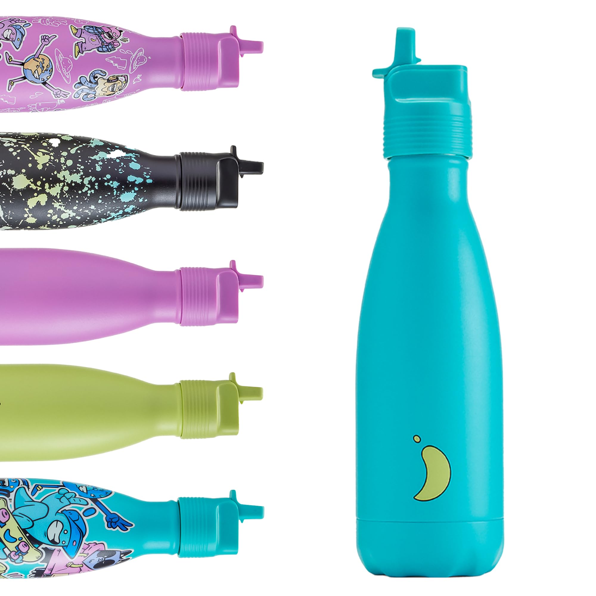 Chilly's Kids Original Water Bottle - Vacuum Insulated Stainless Steel Water Bottle, Reusable Thermal Flask For Hot & Cold Drinks - Leak Proof, No Sweat - 350ml - Aqua