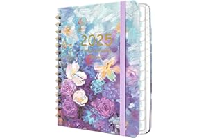MOSA BEAR 2025 Planner- Weekly and Monthly Planner, January 2025 - December 2025, Spiral Bound Hardcover Calendar Planner Book with Tabs, Inner Pocket, Perfect for School Office Home, A5 (6.3" x 8.5"), Purple