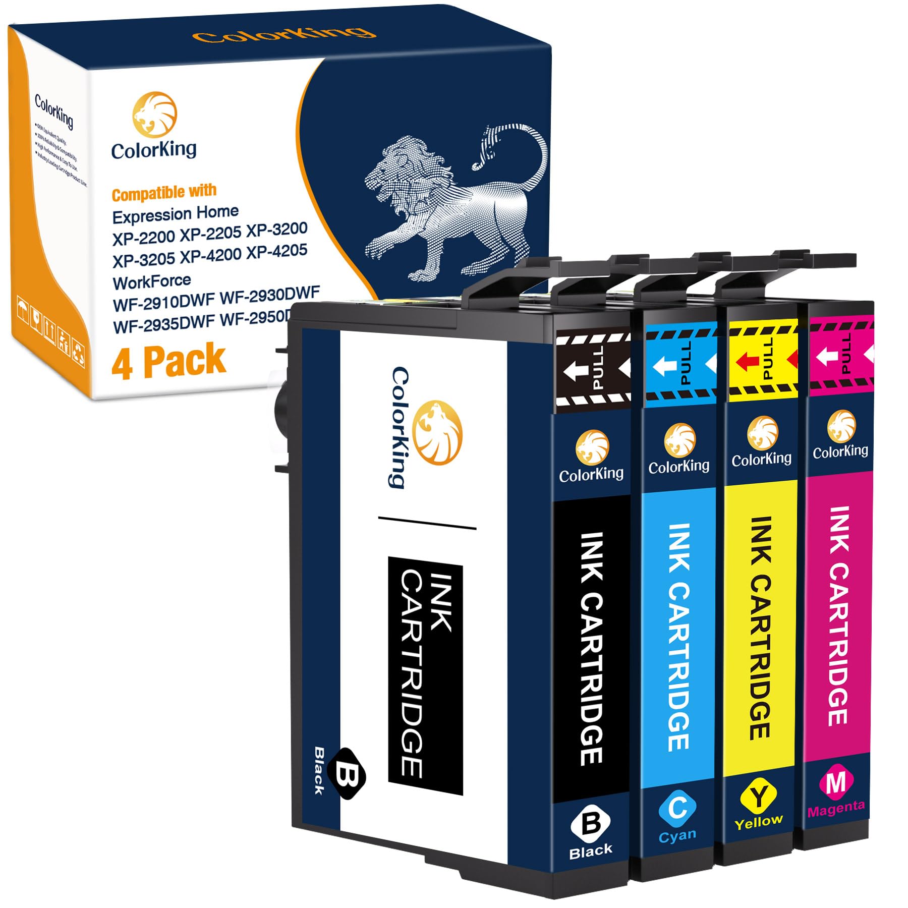 ColorKing Compatible Cartridges Replacement for Epson 604 XL 604XL ink cartridge for Epson xp2200 ink cartridges for Epson xp 2205 XP-3200 Workforce WF-2910 WF-2930 (1Black 1Cyan 1Yellow 1Magenta)