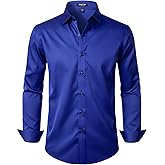 JEMITOP Men's Stretch Wrinkle Free Dress Shirt Formal Prom Wedding Long Sleeve Button Down Shirts