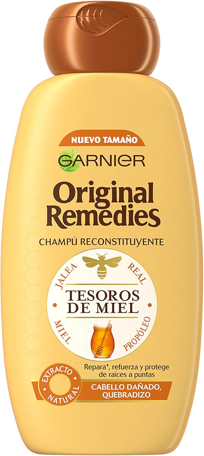 GARNIER Original Remedies Honey Treasures, Repairing Shampoo for Dry or Damaged Hair Brittle, 300 Milliliters