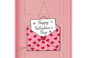 ANGOLIO Valentine's Day Envelope Wooden Door Sign,Happy Valentines Day Sign Farmhouse Decor Valentines Day Decor Front Door Decor Love Envelope Wall Plaque Valentines Day Decorations for Home Wedding Gift