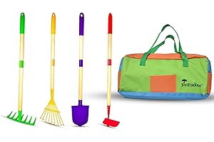 G & F Products JustForKids Kids Garden Tool Set,detatchble, Portable 4-Piece Multicolored Set for Gardening, 2-Pack with Trav
