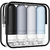 Quatish Travel Bottles for Toiletries, Original Patented Leak Proof Travel Size Toiletries, 3 oz Tsa Approved Silicone Contai