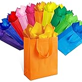 SPERPAND 30 Pcs Medium Gift Bags with Handles, Rainbow Reusable Gift Bag with Tissues Non-Woven Party Favor Bags for Kids Birthday, Baby Shower, Wedding Party Supplies