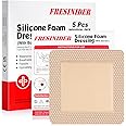 FRESINIDER Silicone Foam Dressing with Adhesive Border – Wound Dressing Bandage – Silicone Foam Pad – Pack of 5 – 5 x 5 Inches Large Waterproof Bandages – Self Adhesive Wound Care and Dressings