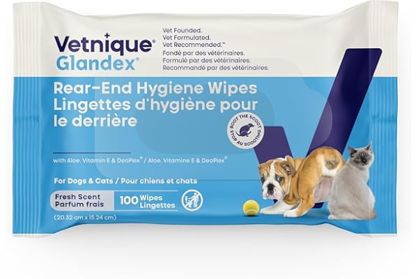 Glandex Dog Wipes Cleansing & Deodorizing Hygienic Anal Gland Grooming Wipes for All Pets - by Vetnique Labs (100ct) | Deodor