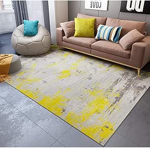 WHOZDWAE Home Alfombra，Amarillo Y Gris Degradado DiseñAdor De Moda