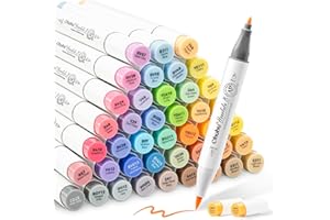 Ohuhu Honolulu B Lot de 48 marqueurs à base d'alcool à double pointe pour artistes adultes coloriage croquis illustration pin