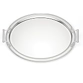 Reed &amp; Barton Oval Silverplate Serving Tray with Handles, 17-inch | braided metal border | 13 x 17 inch | elegant entertaining, coffee table decor, gift for women, vanity decor item