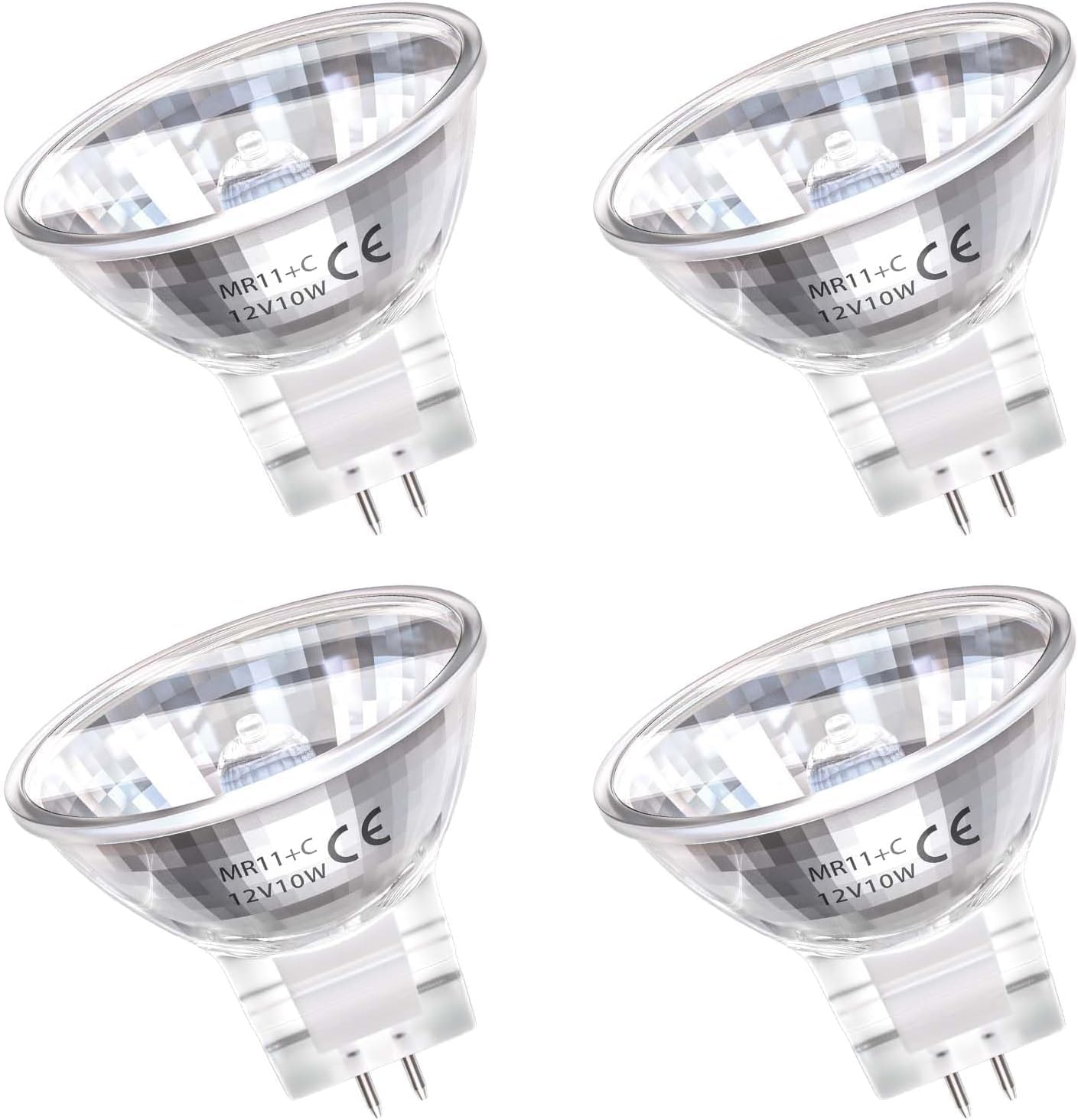 DoRight MR11 Halogen Bulbs 12V 10W, Dimmable GU4 Bi-Pin Base Spotlight Bulb Warm White 2800K 35MM Diameter Reflector Spot Lamp Glass Cover for Home Accent Recessed Track Landscape Lighting (4-Pack)