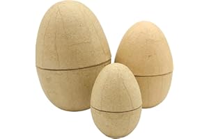 Paper Mache Nesting Easter Eggs, DIY Blank Fillable Paintable Craft Eggs, 3 Sizes (6 Inch, 5 Inch, 3.25 Inch), Easter Craft S