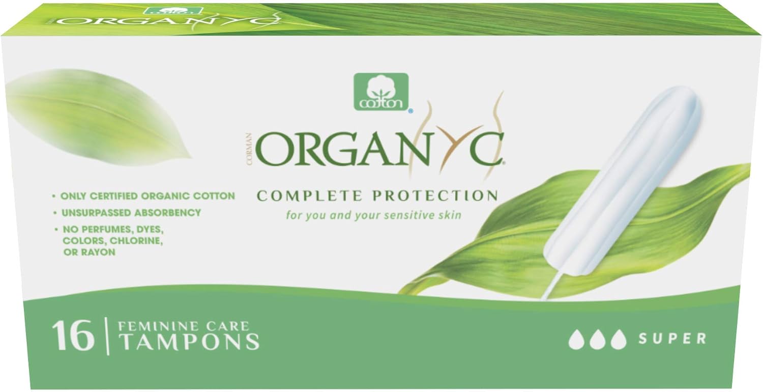 Organyc 100% Certified Organic Cotton Tampons, No Applicator, Super, 16 Count
