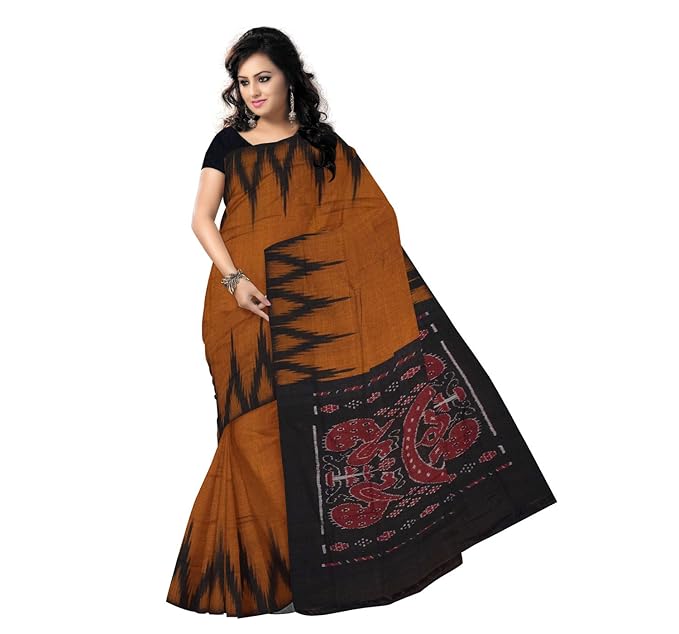 Women's Sambalpuri Cotton Saree With Blouse Piece (Black)