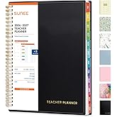 SUNEE Teacher Planner 2026-2027 Academic Year, Lite Lesson Planner Book with 7 Periods Jul 2026 - Jun 2027, 8.5"x11" Daily Weekly and Monthly Organizers, Plan Book with Pocket Folder, Color Tabs,Black