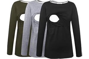 Smallshow Women's Maternity Nursing Tops Comfy Long Sleeve Breastfeeding T-Shirt