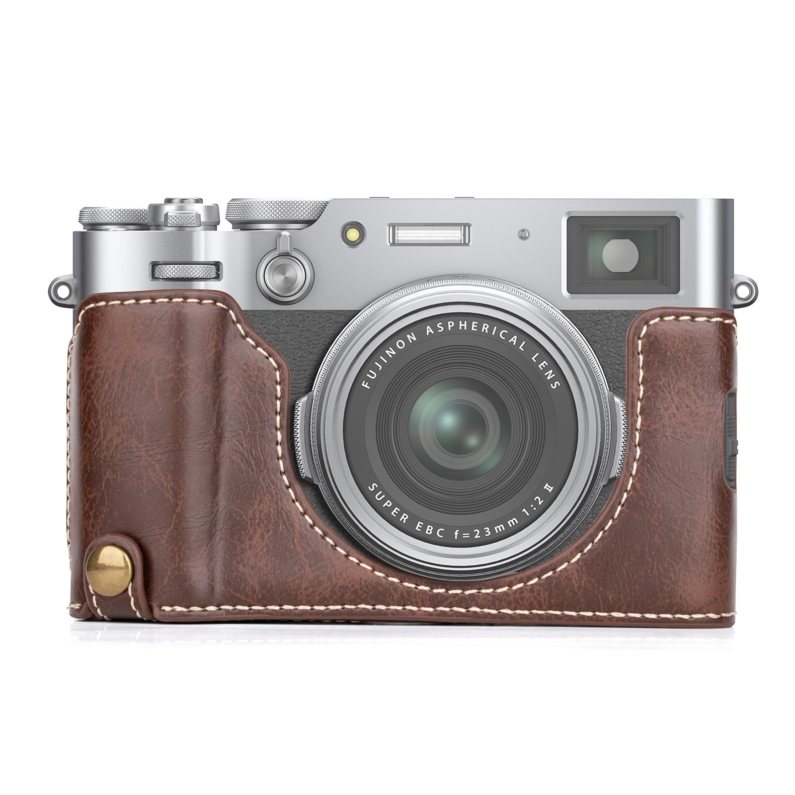 MUZIRI KINOKOO PU Leather Fuji X100VI Half Case - Protective, Easy Carrying - Coffee
