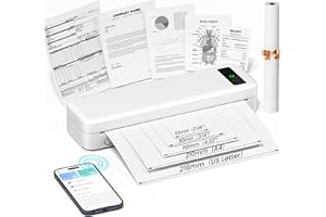 Portable Printers Wireless for Travel, Inkless Thermal Printer, Bluetooth Compact Printer, Compatible with iPhone Android Lap