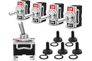 Nilight 90012E Heavy Duty Rocker Toggle 15A 250V 20A 125V SPST 2Pin ON/Off Switch Metal Bat Waterproof Boot Cap Cover-5 Pack, 2 Years Warranty