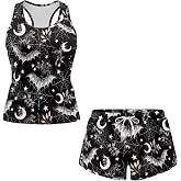 Flaishyardaw Womens Tankini Bathing Suits Tummy Control 2 Piece Swimsuits with Two Pockets
