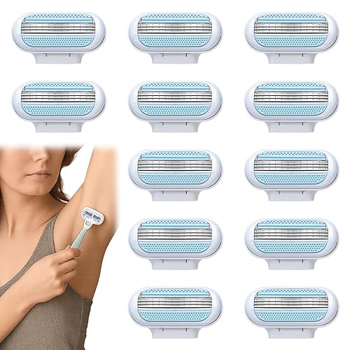 12 PCS Replacement Razor Blades Compatible with Gillette Venus, Extra Smooth Women's Razor Blade Refills, 3 Layer Blade & Pivoting Head, Effortless Glide, Easy to Replace
