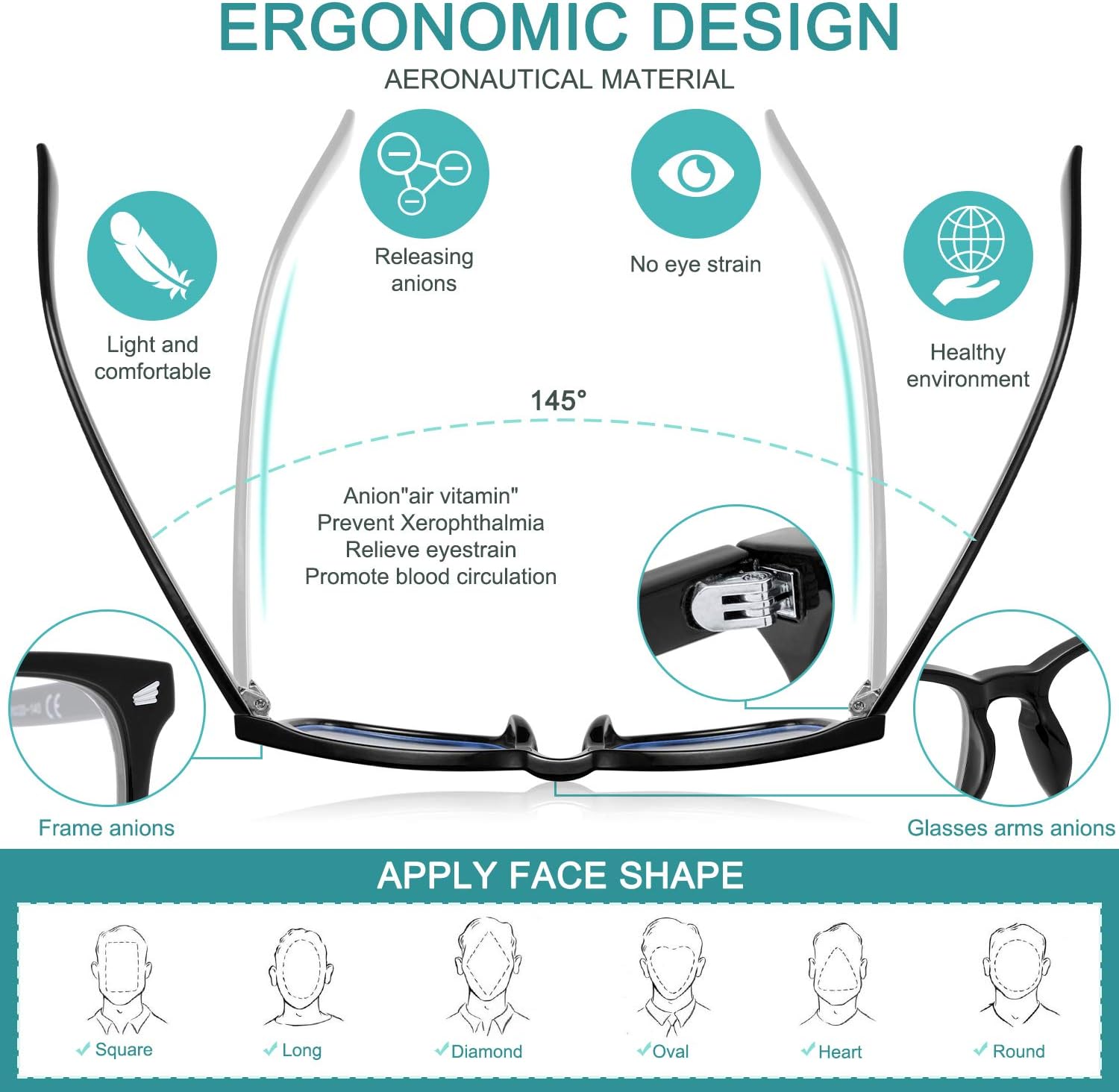 Blue Light Blocking Glasses - 3Pack Computer Game Glasses Square Eyeglasses Frame, Blue Light Blocker Glasses for Women Men, Anti Eye Eyestrain Reading Gaming Glasses Non Prescription: Computers & Accessories