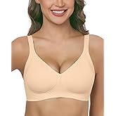 HORISUN Seamless Everyday Bra with Support Wireless Bras for Women Comfortable Push Up Bra No Underwire (Pink Nude XL)