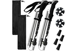 Trekking Poles Collapsible Lightweight - Adjustable Aluminum Hiking Poles, 2 Pack Walking Sticks for Men, Women, Seniors, Fol