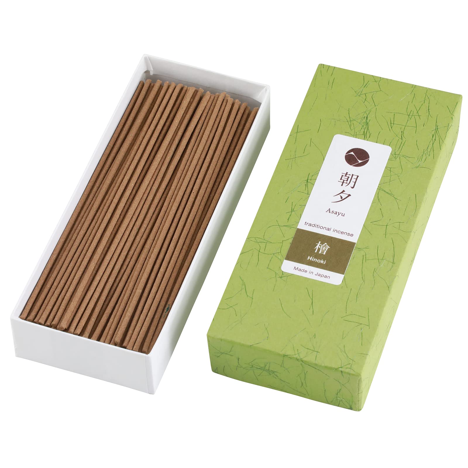 Asayu Japan Traditional Incense Sticks Hinoki Cypress Fragrance Scent - ca. 80 sticks, 40gr - Made in Japan - For Morning Meditation, Relax or Yoga