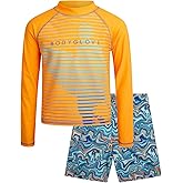 Body Glove Boys Swim Set - 2 Piece Boys Swim Trunks with Rash Guard UV Protection Swimsuit Kids Bathing Suits (Sizes 4-12)