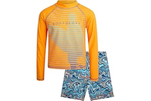 Body Glove Boys Swim Set - 2 Piece Boys Swim Trunks with Rash Guard UV Protection Swimsuit Kids Bathing Suits (Sizes 4-12)